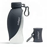 Colapz Portable Dog Water Bottle with Poo Bag Holder for Dogs Lead - Pet Food and Water Dispenser - Puppy and Dog Travel Accessories - Large 570ml Capacity - Grey